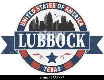 Lubbock Texas USA Round Stamp Icon Skyline City Design Stock Vector