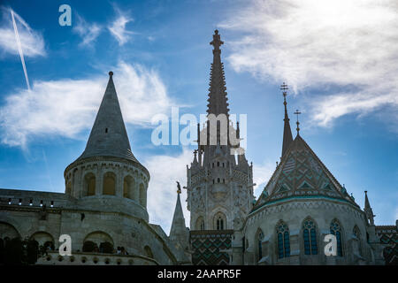 The iconic Halaszbastya (Fishermans Bastion), Budapest, Hungary. Budapest, Hungary Stock Photo