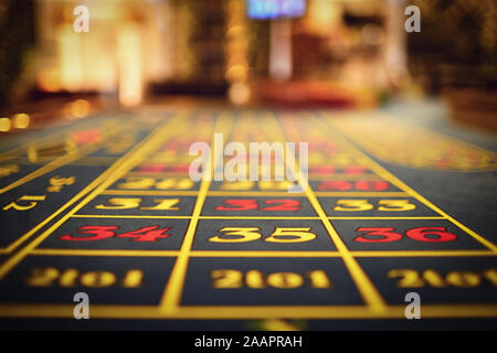 Roulette table in a casino closeup. Stock Photo