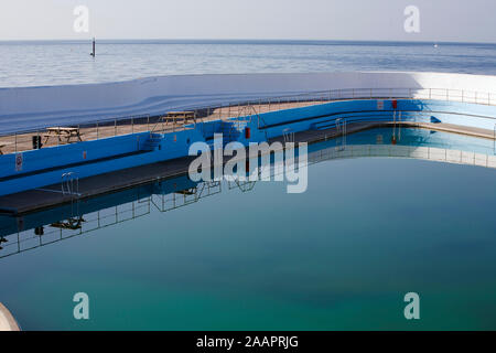 Jubilee Pool, Penzance, Cornwall, UK, on a sunny early summer's morning, before opening time Stock Photo