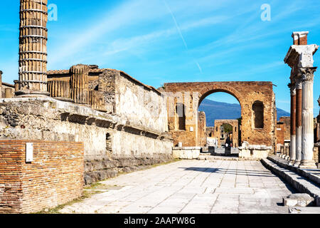 The Roman City of Pompeii was buried by the eruption in 79AD of Mount Vesuvius, Italy Stock Photo