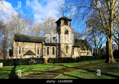 Spring view of St Pancras Old Church, Somers Town, South Camden, Central London Stock Photo