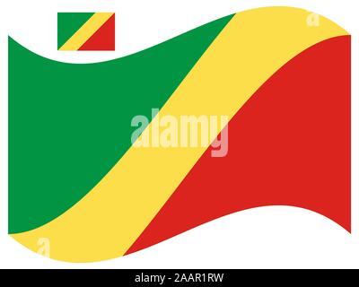 Wave Flag of the Republic of the Congo Vector illustration Eps 10 Stock Vector