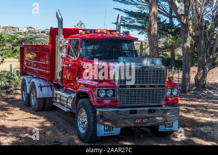 Big Red Ford Truck Stock Photo