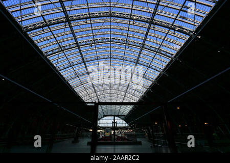 Interior of St Pancras railway Station, Borough of Camden, London City, England Stock Photo