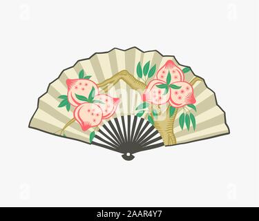 doodle flat vector illustration of traditional Korean fan Stock Vector