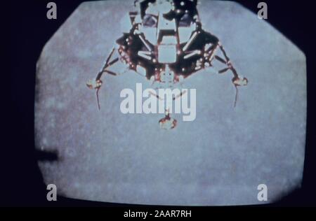 Teleclip - Apollo 11 Lunar Module Descent to Moon surface photo taken directly from TV screen circa 1969-1972, UK.