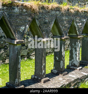 Ruins of the old cloisters of Oronsay Priory, Isle of Oronsay, Colonsay, Scotland, UK Stock Photo