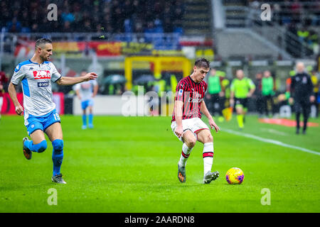 Milan, Italy. 23rd Nov, 2019. theo hernandez (ac milan)during Milan vs Napoli, Italian Soccer Serie A Men Championship in Milan, Italy, November 23 2019 - LPS/Fabrizio Carabelli Credit: Fabrizio Carabelli/LPS/ZUMA Wire/Alamy Live News Stock Photo