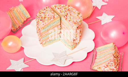 Birthday cake on a white plate Stock Photo