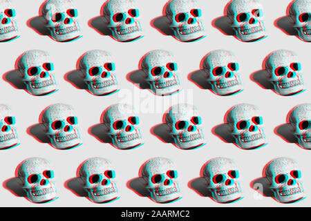 3D skull pattern with shadows on grey background Stock Photo