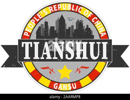 Tianshui Cityscape Building Line art Vector Illustration design Stock Vector