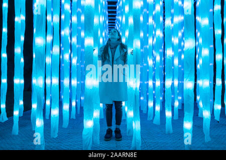 London, UK. 19th Nov 2019. Christmas at Kew winter lights multi-sensory installations. Credit: Guy Corbishley/Alamy Live News Stock Photo