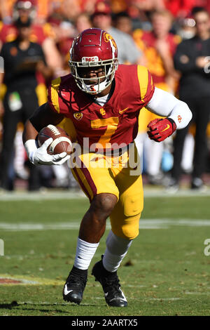 Los Angeles, CA. 23rd Nov, 2019. USC Trojans running back Stephen Carr #7 runs in action during the first quarter of the NCAA Football game between the USC Trojans and the UCLA Bruins at the Coliseum in Los Angeles, California.Mandatory Photo Credit : Louis Lopez/CSM/Alamy Live News Stock Photo