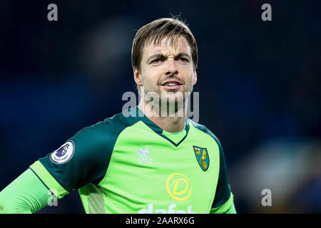 Liverpool, UK. 23rd Nov, 2019. Norwich City Goalkeeper Tim Krul looks on. Premier League match, Everton v Norwich city at Goodison Park in Liverpool on Saturday 23rd November 2019. this image may only be used for Editorial purposes. Editorial use only, license required for commercial use. No use in betting, games or a single club/league/player publications. pic by Chris Stading/Andrew Orchard sports photography/Alamy Live news Credit: Andrew Orchard sports photography/Alamy Live News Stock Photo
