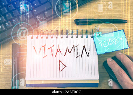 Handwriting text Vitamin D. Conceptual photo Nutrient responsible for increasing intestinal absorption Stock Photo
