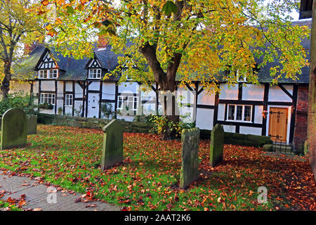 Cottages, School Lane, Great Budworth village, Northwich, Cheshire, England, CW9 6HF