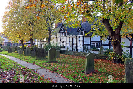 Cottages, School Lane, Great Budworth village, Northwich, Cheshire, England, CW9 6HF