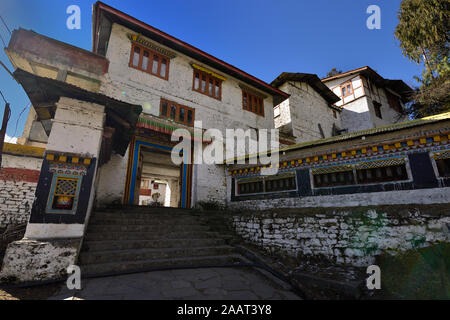 India, Tawang, Arunachal Pradesh, India - The main gate to the Tawang buddhist monastery Stock Photo