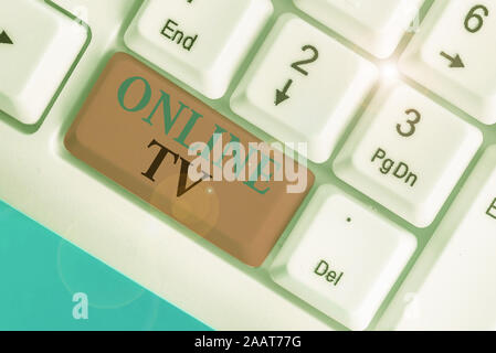 Handwriting text Online Tv. Conceptual photo a television production broadcast in realtime as events happen Stock Photo
