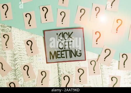 Handwriting text writing Kick Off Meeting. Concept meaning getting fired  from your team private talking about company Stock Photo - Alamy