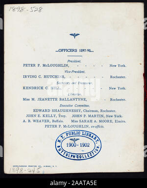 DINNER TO THE NEW YORK STATE STENOGRAPHERS' ASSOCIATION (held by) ALBANY MEMBERS OF THE NEW YORK STATE STENOGRAPHERS'ASSOCIATION (at) AVERILL PARK, NY WINES SERVED;EACH MENU ENTRY HAS A LITERARY QUOTE;NAMES LISTED; DINNER TO THE NEW YORK STATE STENOGRAPHERS' ASSOCIATION [held by] ALBANY MEMBERS OF THE NEW YORK STATE STENOGRAPHERS'ASSOCIATION [at] AVERILL PARK, NY Stock Photo