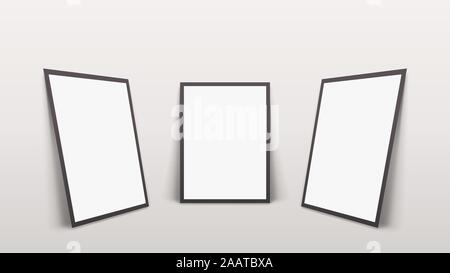 three frames with shadows at wall Stock Vector