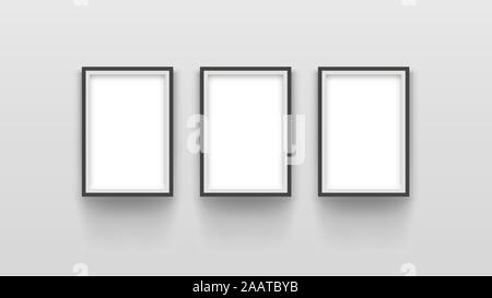 three simple frames on grey Stock Vector