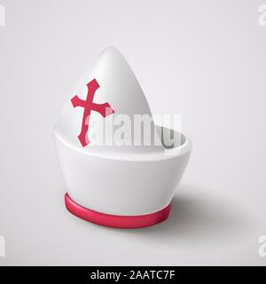 white priest hat on white background Stock Vector