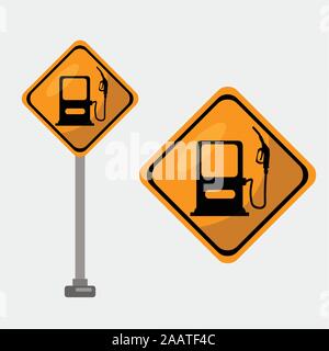 gas station sign road vector illustration Stock Vector