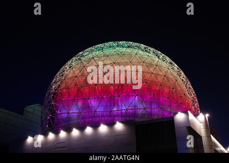shenyang colourful illuminated buildings night architecture Stock Photo