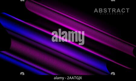 abstract vector background. wavy line patterns with blue and pink gradients. illustration of a dark glowing vector design Stock Vector