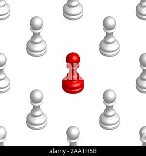 Seamless background from a set of pawn chess pieces. Team leader concept, vector illustration. Stock Vector