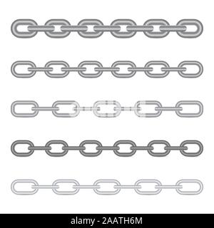 Set of different chains isolated on a white background, vector illustration. Stock Vector