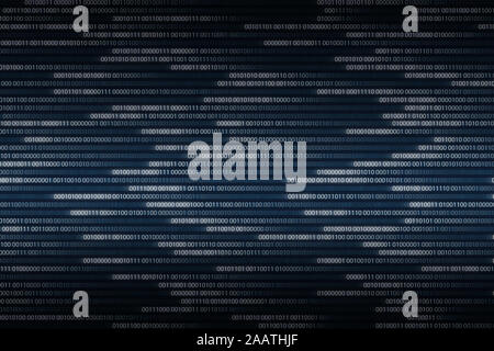 binary code flowing right to left. light growing white digital numbers. illustration background for computer language coding and machine learning algo Stock Photo
