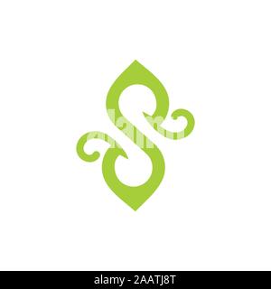 letter s curves green leaf logo vector Stock Vector