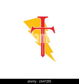 thunder sword design logo vector Stock Vector