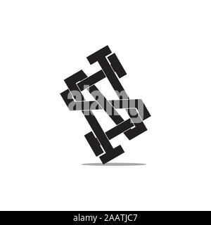 letter ns simple line art grunge design logo vector Stock Vector