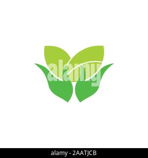 simple geometric hand hold leaf plant circle logo vector Stock Vector