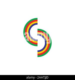 letter cc rainbow stripes logo vector Stock Vector