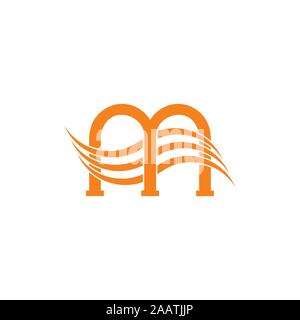 letter m stripes wavy logo vector Stock Vector
