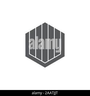 hexagonal stripes geometric shield logo vector Stock Vector