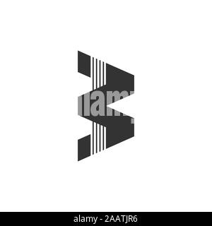 letter b simple stripes geometric logo vector Stock Vector