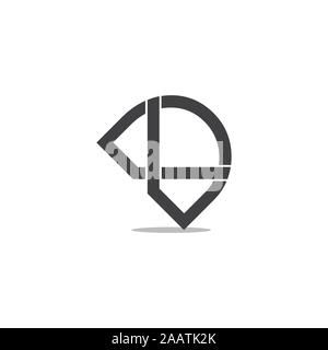 letter dk linked overlapping line shadow logo vector Stock Vector