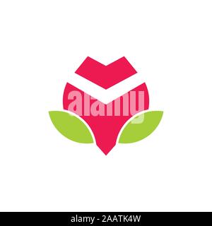 red rose leaf geometric symbol logo vector Stock Vector