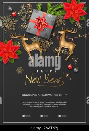 Christmas and New Year Poster Stock Vector