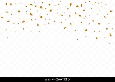 Many Falling Luxury Golden Confetti. Birthday Celebration. Vector Illustration Stock Vector