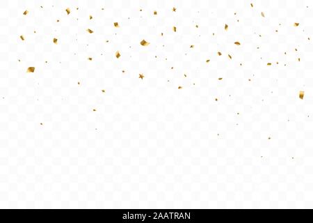 Many Falling Luxury Golden Confetti. Birthday Celebration. Vector Illustration Stock Vector