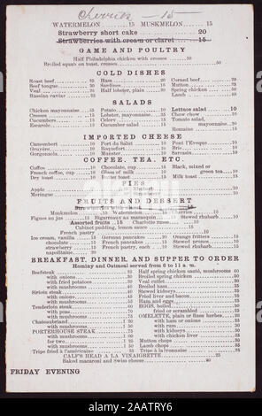 EVENING DINNER MENU (held by) MOUQUIN RESTAURANT (at) 20 ANN STREET AND ...