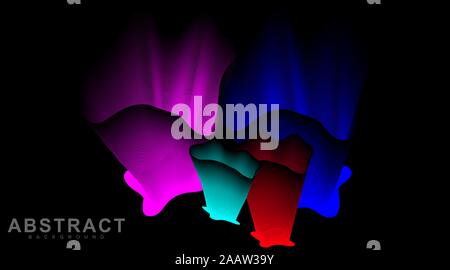 abstract vector background. blend of stripes with pink blue pink gradient. illustration of a dark glowing vector design Stock Vector